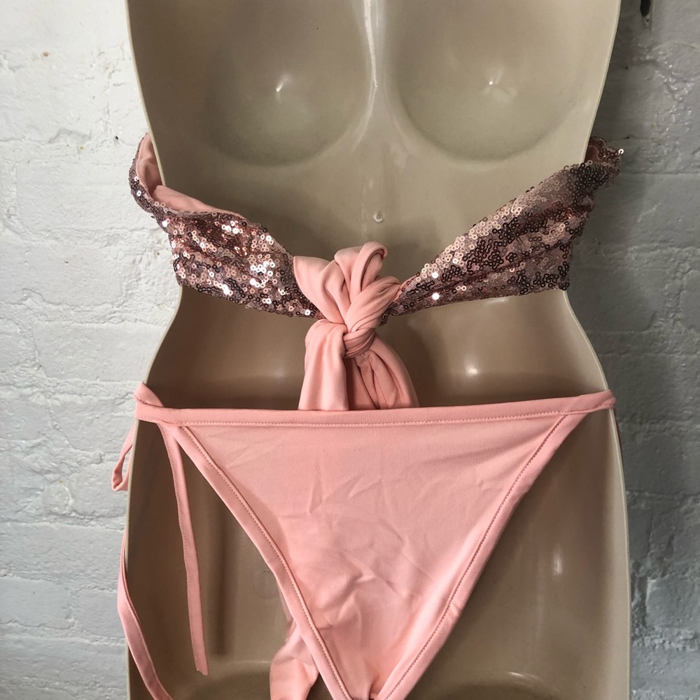 LAST ONE🦞Small Only Pink Sequined Bikini - Picture 2 of 6